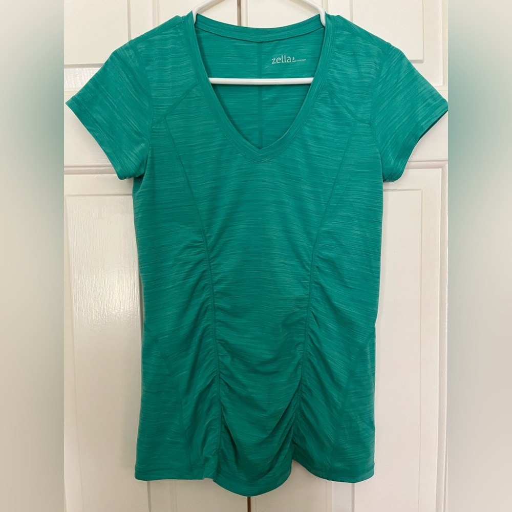 ZELLA Women’s Ruched V-Neck Athletic T-Shirt Purple Size S